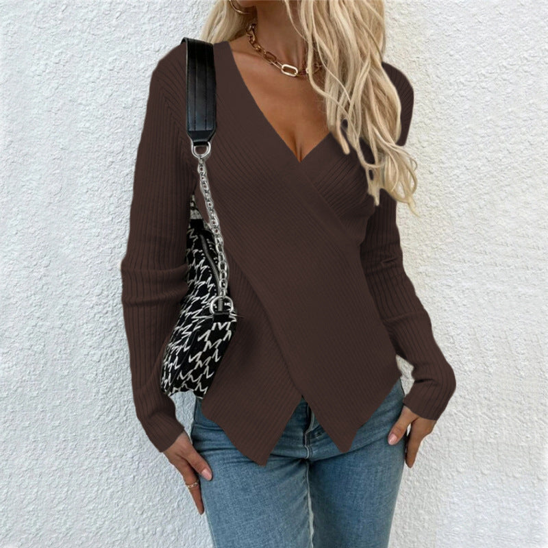 Cross Body Linear Piped Slim Fit Sweater