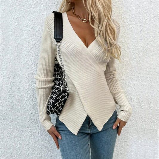 Cross Body Linear Piped Slim Fit Sweater