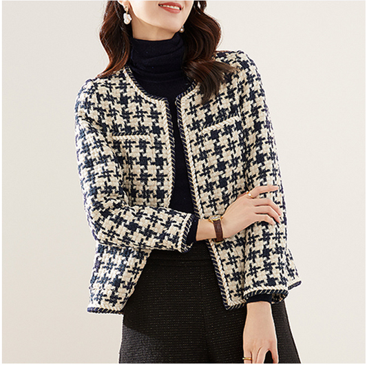 Houndstooth Small Fragrance Jacket Women Clothing