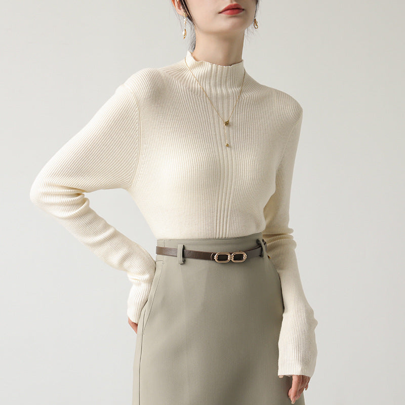 French Knit Long Sleeve Mock Neck Sweater